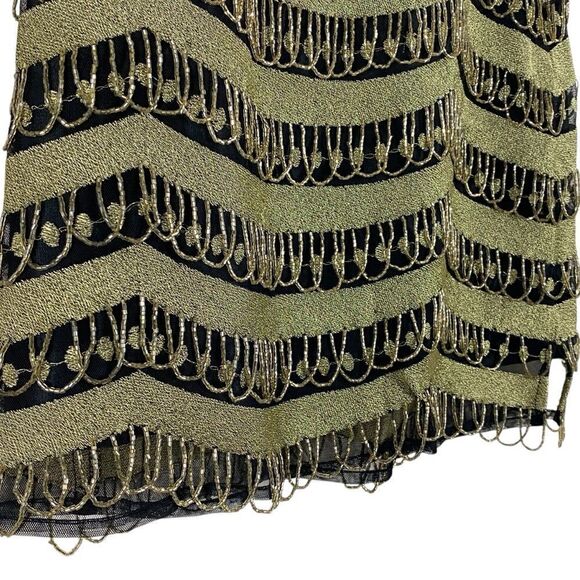 What Goes Around Comes Around Black Gold Bead Mini Skirt Sz S NWOT - Picture 5 of 12